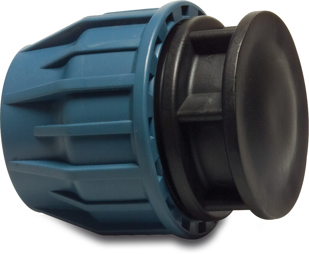 Jason Cap PP 25 mm compression 16bar black/blue DVGW/KIWA/WRAS/SVGW